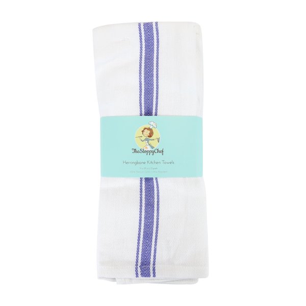 Monarch Herringbone Tea Towels Blue Stripe , 12PK SC-HTRB-24